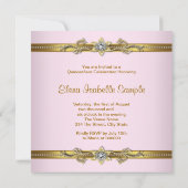 Elegante Einladungen in Rosa und Gold Quinceanera (Rückseite)