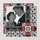 Elegante Einladungen zu Hochzeiten in Rot und Schw (Vorne/Hinten)