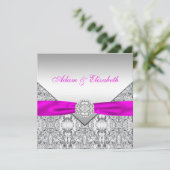 Elegante Einladungen zu Hochzeiten in Silver und F (Stehend Vorderseite)