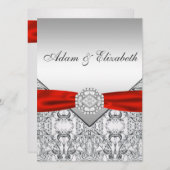 Elegante Einladungen zu Silver und Red Wedding (Vorne/Hinten)