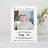 Elegante Einladungen zum 100. Geburtstag für ihr F (Stehend Vorderseite)