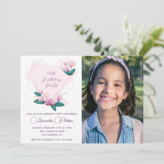 Elegante Einladungen zum 10. Geburtstag Foto (Stehend Vorderseite)