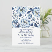 Elegante Einladungen zum 11. Geburtstag Bloral Vin (Stehend Vorderseite)