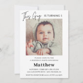 Elegante Einladungen zum 1. Geburtstag Junge Fotos (Vorderseite)