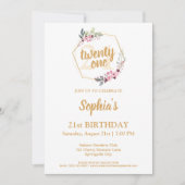 Elegante Einladungen zum 21. Geburtstag - Blumenga (Vorderseite)