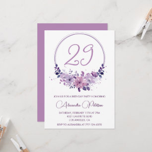 Elegante Einladungen zum 29. Geburtstag Lila