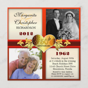 elegante Einladungen zum 50. Hochzeitstag mit Foto