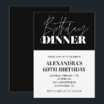 Elegante Einladungen zum 60. Geburtstag Abendessen<br><div class="desc">Elegante Einladungen zum 60. Geburtstag Geburtstagsfest Abendessen Schwarz-Weiß modern</div>