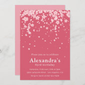 Elegante Einladungen zum 63. Geburtstag Pink Flora (Vorne/Hinten)