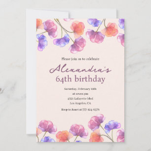 Elegante Einladungen zum 64. Geburtstag Boho Flora