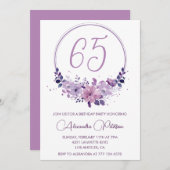 Elegante Einladungen zum 65. Geburtstag Lila (Vorne/Hinten)