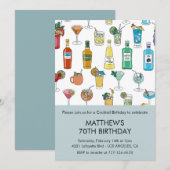 Elegante Einladungen zum 70. Geburtstag Cocktail M (Vorne/Hinten)