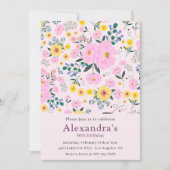 Elegante Einladungen zum 80. Geburtstag Pink Flora (Vorderseite)