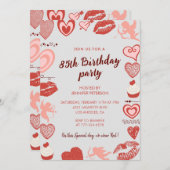 Elegante Einladungen zum 85. Geburtstag Gray Red H (Vorne/Hinten)