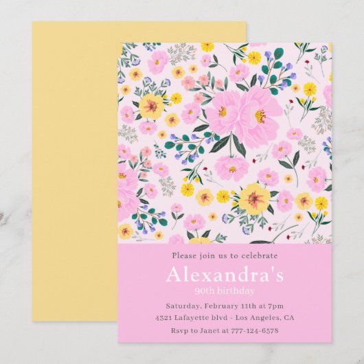 Elegante Einladungen zum 90. Geburtstag (Vorne/Hinten)