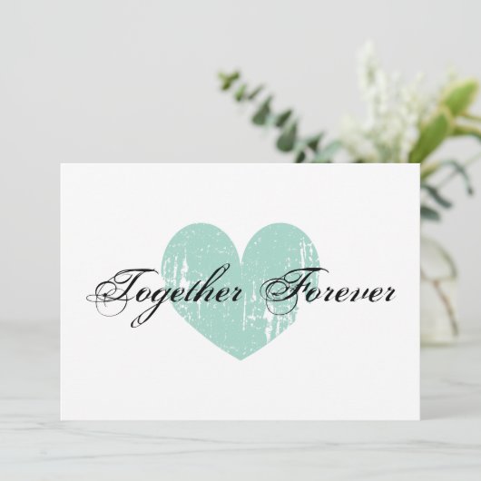 Elegante Einladungen zur aquamarinen Herzpartie (Stehend Vorderseite)