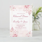 Elegante Einladungen zur Hochzeit mit Probe mit Ro (Stehend Vorderseite)