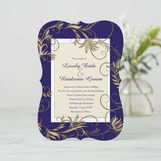 Elegante Einladungen zur Hochzeit von Schiffen und (Stehend Vorderseite)