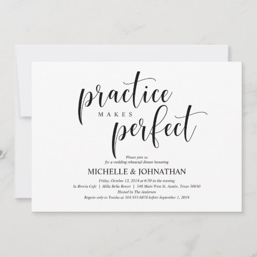 Elegante Einladungs-Karte für Hochzeiten Probe Din Einladung (Vorderseite)