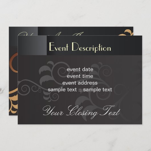 Elegante Einladungskarte Einladung (Vorne/Hinten)