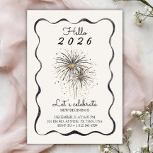Elegante Einladungskarte für ein neues Jahr 2026 