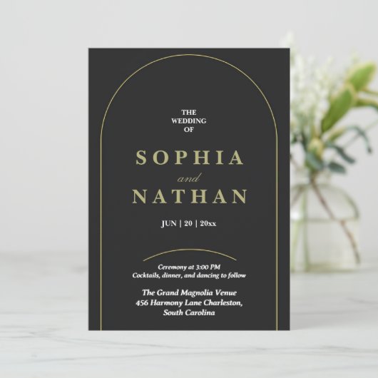 Elegante Einladungskarte für Hochzeiten Einladung (Stehend Vorderseite)