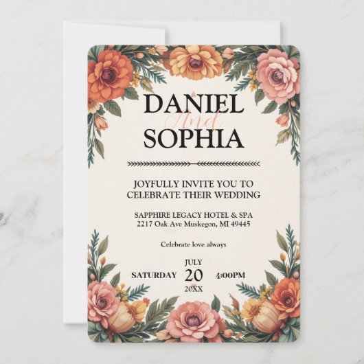 Elegante Einladungspläne für Hochzeiten Einladung (Vorderseite)