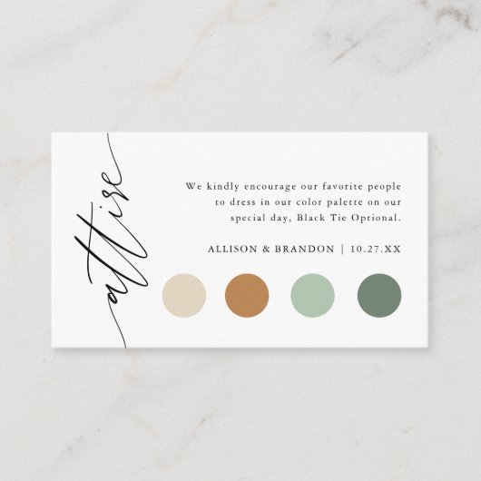 Elegante Einlage für das Hochzeitskleid Begleitkarte (Vorderseite)