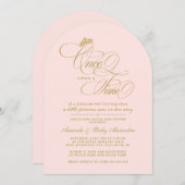 Elegante einmal auf eine Zeit Prinzessin Babydusch Einladung (Vorne/Hinten)