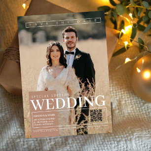 Elegante Einmalige Zeitschrift Cover Save the Date Einladung