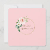 Elegante Einzigartige Blush Cream Floral Gold Quin Save The Date (Rückseite)