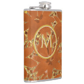 Elegante Einzigartige Mit Monogramm Goldpfeife Flachmann (Rechts)