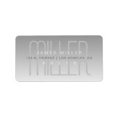 Elegante, einzigartige, moderne Gray Monogram Rück Adressaufkleber (Vorne)