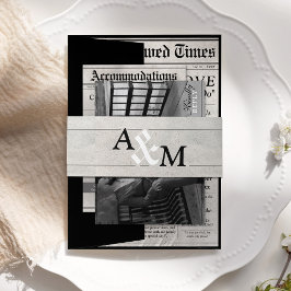 Elegante einzigartige Newspaper Wedding Invitation Einladungsbanderole