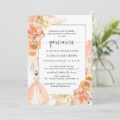 Elegante, einzigartige Pfirsichprinzessin Quinceañ Einladung (Stehend Vorderseite)