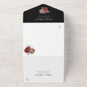 Elegante einzigartige Rote Rose Botanische Hochzei All In One Einladung (Außenbereich)