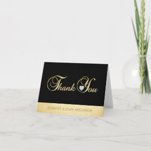 Elegante einzigartige schwarze Goldfolie Hochzeit  Dankeskarte