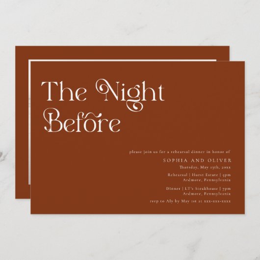 Elegante Einzigartige Typografie Probe Abendessen  Einladung (Vorne/Hinten)