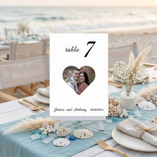 Elegante einzigartige weiße Foto-Hochzeitstisch-Nu Tischnummer