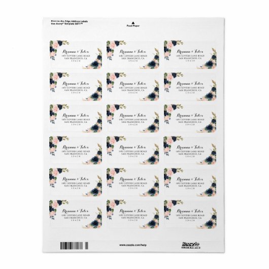 Elegante Einzigartige Winter Floral Wedding RSVP-A Adressaufkleber (Vorne)