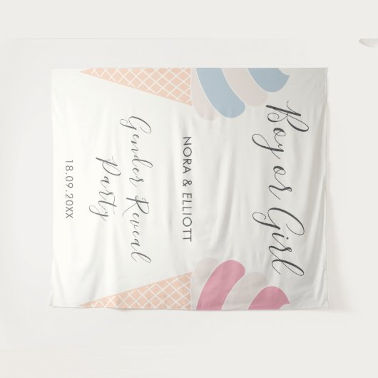 Elegante Eiscreme Pastel Gender Reveal Wandteppich (Vorderseite (Horizontal))