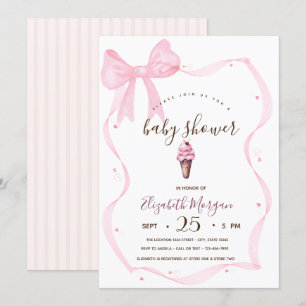 Elegante Eiscreme-Schleife-Gestreifte Babyparty Einladung