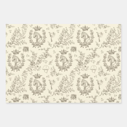 Elegante Elegante Chic Beige Cream Reitschiff Geschenkpapier Set (Vorderseite 2)