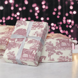 Elegante Elegante Chic Rosa Pferde Land Toile Geschenkpapier