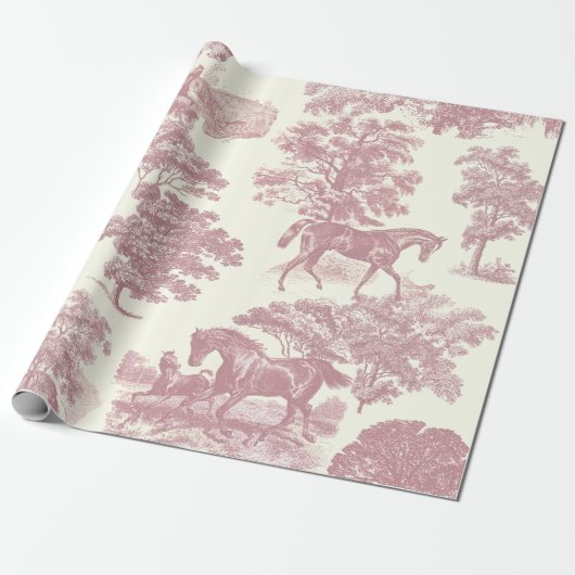 Elegante Elegante Chic Rosa Pferde Land Toile Geschenkpapier (Ungerollt)