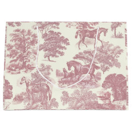 Elegante Elegante Chic Rosa Pferde Land Toile Große Geschenktüte