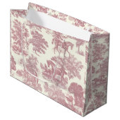 Elegante Elegante Chic Rosa Pferde Land Toile Große Geschenktüte (Vorderseite Schrägansicht)