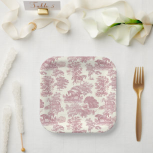 Elegante Elegante Chic Rosa Pferde Land Toile Pappteller