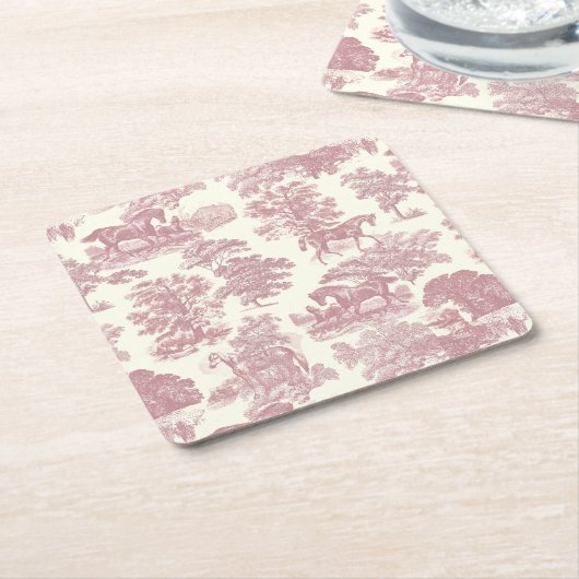 Elegante Elegante Chic Rosa Pferde Land Toile Rechteckiger Pappuntersetzer (angewinkelt)
