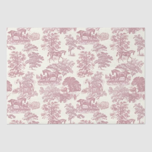 Elegante Elegante Chic Rosa Pferde Land Toile Seidenpapier (Vorderseite)